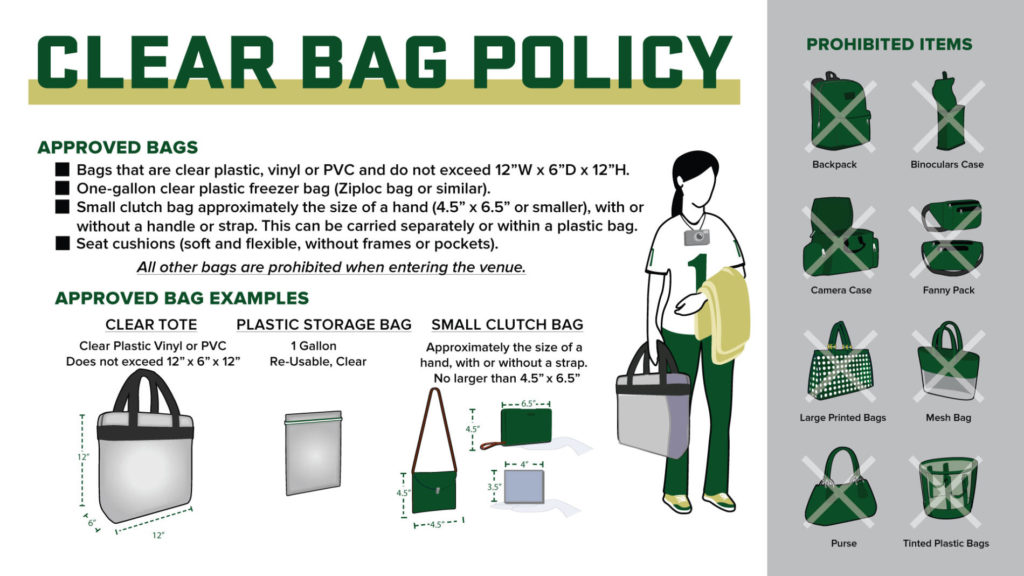 An image notating CSU's clear bag policy